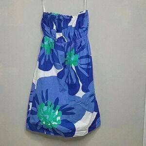 Lily‎ Pulitzer Girls Strapless Dress Blue Green Pattern Size XS